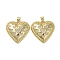Brass Micro Pave Clear Cubic Zirconia Pendants, Cadmium Free & Lead Free, Heart, Real 16K Gold Plated, 25x25.5x4.5mm, Hole: 4.5x3.5mm
