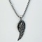 3Pcs Fashionable Retro 304 Stainless Steel Punk Hollow Feather Wing Pendant Box Chain Necklaces for Men, Stainless Steel Color