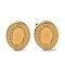 Ion Plating(IP) Rack Plating 304 Stainless Steel Stud Earring Findings, Earring Settings, Oval, Real 18K Gold Plated, 11x9mm, Pin: 0.7mm, Tray: 6.5x4.5mm