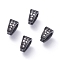 Brass Micro Pave Cubic Zirconia Snap on Bails, Gunmetal, 8.5x5x7mm, Hole: 4x6mm, Pin: 1.1mm