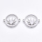 Tarnish Resistant 201 Stainless Steel Links connectors, Laser Cut Links, Flat Round with Leaf Shape, Stainless Steel Color, 15.5x19.5x1mm, Hole: 1.5mm