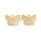 Brass Micro Pave Clear Cubic Zirconia Pendants, Butterfly, Real 18K Gold Plated, 8.2x11x2.3mm, Hole: 1.2mm