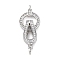 Brass Clear Cubic Zirconia Fold Over Clasps, Cadmium Free & Nickel Free & Lead Free, Flat Round, Platinum, 31mm