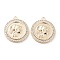 Brass Micro Pave Clear Cubic Zirconia Pendants, Cadmium Free & Nickel Free & Lead Free, Flat Round with Women Charm, Real 18K Gold Plated, 22x19.5x3mm, Hole: 1.8mm