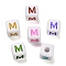 Opaque Acrylic Beads, Enamel Style, Cube with Letter, Letter M, 10x9.5x9mm, Hole: 3.8mm, about 560pcs/500g