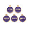 Mother's Day Alloy Enamel Charms, Cadmium Free & Lead Free, Light Gold, Flat Round with Mom, Pearl Pink, 14.5x12x2mm, Hole: 1.4mm