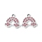 Alloy Pink Rhinestone Pendants, Rack Plating, Cadmium Free & Nickel Free & Lead Free, Rainbow, Platinum, 14.5x15.5x2.5mm, Hole: 2mm