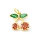 Brass Micro Pave Cubic Zirconia Pendants, Cherry Charms, Long-Lasting Plated, Cadmium Free & Lead Free, Rack Plating, Real 18K Gold Plated, with Jump Ring, Sandy Brown, 12.5x11.5x4mm, Hole: 3mm