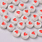 Luminous Acrylic Beads, Glow in the Dark, Flat Round with Heart, Red, 7x3.5mm, Hole: 1.8mm, about 3700pcs/500g