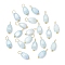 20Pcs Opaque Baking Painted Crackle Glass Charms, Melon Seeds, with Brass Loops, Golden, Faceted, Light Blue, 13.5x6x4.5mm, Hole: 3mm, 20pcs/set