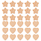 OLYCRAFT 30Pcs 2 Styles Natural Wood Beads Star Heart Shape Wooden Beads Unfinished Wooden Loose Beads Undyed Wood Spacer Beads with 3mm Hole for DIY Handmade Crafts Jewelry Making
