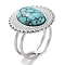 Ion Plating(IP) 304 Stainless Steel Ring, Adjustable Synthetic Turquoise Rings, Sun, 20.5mm, Inner Diameter: Adjustable