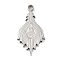 Non-Tarnish 304 Stainless Steel Pendants, Peacock Feather Charm, Stainless Steel Color, 27x14x2mm, Hole: 2mm