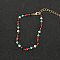 Alloy with Colorful Faceted Resin Handmade Link Chain Anklets for Women, Golden, Rondelle, 8-5/8 inch(220mm)