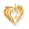 Brass Micro Pave Cubic Zirconia Pendants, Cadmium Free & Lead Free, Heart Charms, Real 18K Gold Plated, 34.5x30.5x8.5mm, Hole: 4.5x5.5mm