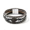 Vintage Leather Bracelet with European and American White Crystal Inlaid Diamonds - Magnetic Buckle., 0.1cm