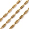 304 Stainless Steel Turkey Link Chains, Ion Plating(IP), Unwelded, with Spool, Real 18K Gold Plated, 13x3.8x4mm