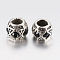 Tibetan Style Alloy Rhinestone European Beads, Large Hole Beads, Barrel, Antique Silver, Black, 10x8mm, Hole: 5mm