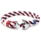Stainless Steel Anchor Link Bracelet, Red Blue White Cord Bracelet, for Independence Day, Stainless Steel Color, 8-1/4 inch(21cm)