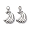 304 Stainless Steel Rhinestone Pendants, Banana, Stainless Steel Color, 9.5x5.5x1.5mm, Hole: 1mm