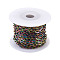 PVD Vacuum Plating 304 Stainless Steel Cable Chains, Unwelded, with Spool, Flat Oval, Rainbow Color, 6.5x3.5x0.8mm, 5m/roll