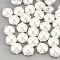 ABS Plastic Imitation Pearl Shank Buttons, with Brass Findings, Half Round, Creamy White, Silver Color Plated, 5x5x3mm, Hole: 0.8mm