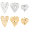 12Pcs 6 Styles 304 Stainless Steel Pendants, Textured, Heart Charm, Golden & Stainless Steel Color, 18~26x18~21x2~3mm, Hole: 1.6~2mm, 2pcs/style