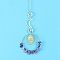 Glass & Brass Pendant Decorations, Suncatchers, Rainbow Makers, with Chips Amethyst, for Home Decoration, 350mm