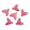 Transparent Spray Painted Glass Pendants, with Glitter Powder, Fishtail Shape, Crimson, 19x19.5x3.5mm, Hole: 1.2mm
