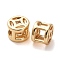 Brass Beads, Cadmium Free & Nickel Free & Lead Free, Chinese Copper Cash Shape, Real 18K Gold Plated, 6x5mm, Hole: 2.5x2.5mm