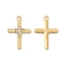 PVD Vacuum Plating 201 Stainless Steel with Rhinestone Pendants, Religion Cross Charms, Real 18K Gold Plated, Crystal, 27.5x18.5x2.5mm, Hole: 2mm