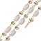 Rack Plating Brass Satellite Chains, with Plastic Pearl Oval Beaded, Soldered, with Card Paper, Golden, 6x3mm