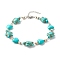 Heart & Tortoise Synthetic Turquoise Beaded Anklet, Adjustable Anklet for Women, Platinum, Cyan, 10 inch(25.5cm)
