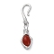 Brass S-Hook Clasps, Cadmium Free & Nickel Free & Lead Free, with Natural Carnelian Beads, Snake, Platinum, 36mm