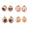Natural Mixed Stone Pendants, Ball Charms with Rack Plating Rose Gold Plated Brass Findings, Lead Free & Cadmium Free, 32.5~33.5x28.5~30.5x24~26.5mm, Hole: 8.5x5mm