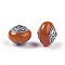 Tibetan Style Beads, with Brass, Synthetic Turquoise, Flat Round, Antique Silver, Chocolate, 15.5x18.5x18.5mm, Hole: 1.5mm