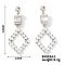 Fashionable Brass Pave Clear Cubic Zirconia Rhombus Stud Earrings, Minimalist Style Versatile Ear Jewelry, Silver, 46x19mm