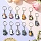 PVC Plastic Kaychians, with Iron Split Key Rings, Cat Shape, Mixed Color, 82mm, 11pcs/set