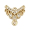 Brass Clear Cubic Zirconia V Shaped Connector Charms, Cadmium Free & Nickel Free & Lead Free, Real 18K Gold Plated, 12x11.5x2mm, Hole: 1mm and 1.4mm