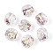 Handmade Foil Lampwork Beads, Cuboid, Faceted, Old Rose, 12~13x10.2~11x10.2~11mm, Hole: 1.2~1.5mm, about 40pcs/strand, 19.29~19.69''(49~50cm)