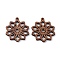 Walnut Wood Laser Cut Pendants, Hollow Charms, Undyed, Flower, 34x29x2.5mm, Hole: 1.6mm
