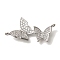 Brass Micro Pave Cubic Zirconia Pendants, Cadmium Free & Nickel Free & Lead Free, Butterfly Charms, Platinum, 30x16x2.5mm, Hole: 1.2mm