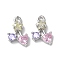 Brass Micro Pave Cubic Zirconia Charms, Cadmium Free & Nickel Free & Lead Free, Star with Flat Round and Heart Charms, Platinum, 11x8x3mm, Hole: 1mm