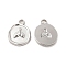 Non-Tarnish 304 Stainless Steel Pendants, Flat Round with Fishtail Charm, Stainless Steel Color, 16.5x13x2mm, Hole: 2mm