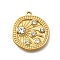 304 Stainless Steel Pendants, with Rhinestone, Ion Plating(IP), Sun, Real 18K Gold Plated, 21.5x19.5x3.5mm, Hole: 1.5mm