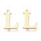 PVD Vacuum Plating  304 Stainless Steel Charms, Laser Cut, Alphabet, Golden, Letter.L, 12x8.5x0.8mm, Hole: 1mm