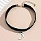 Gothic Moon CCB Plastic Pendant Black Velvet Choker Necklaces for Women, with Alloy End Chain, Platinum, 12.60~14.57 inch(32~37cm)