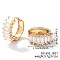 Cute Square Candy Brass Cubic Zirconia Hoop Earrings, Fashionable Versatile Accessories, Golden, White, 7x17mm