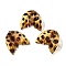 Transparent Acrylic Pendants, Leopard Print Pattern, Fish Tail, 26.5x25.5x8.5mm, Hole: 2mm
