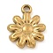 304 Stainless Steel Charms, Real 18K Gold Plated, Flower, 14.5x12x2.5mm, Hole: 1.6mm